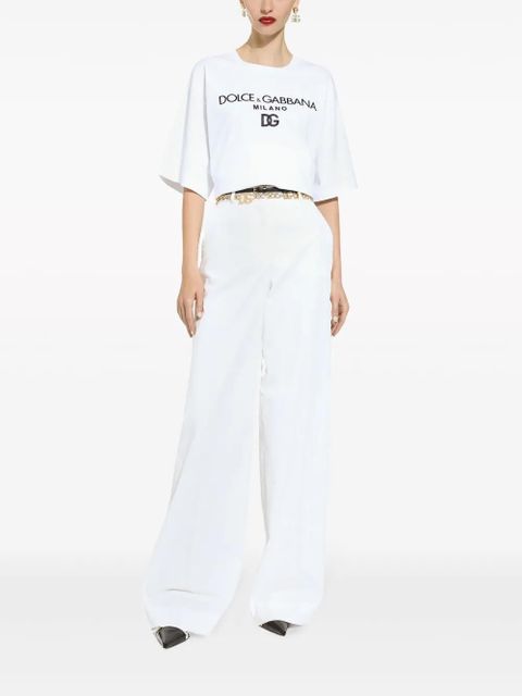 Dolce & Gabbana high-waisted cotton-blend pallazo pants - White