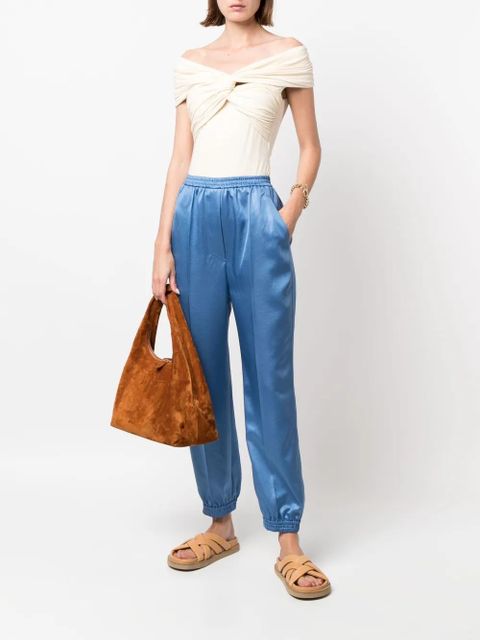 Nanushka tapered satin trousers - Blue