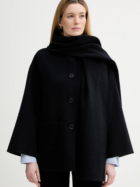 Marc O'Polo płaszcz z dodatkiem wełny kolor granatowy 600005170013 - zdjęcie produktu nr 1