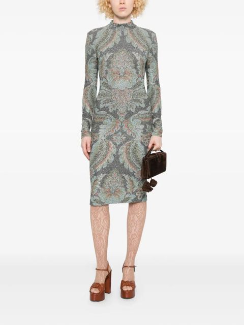 ETRO high-neck floral-pattern dress - Blue