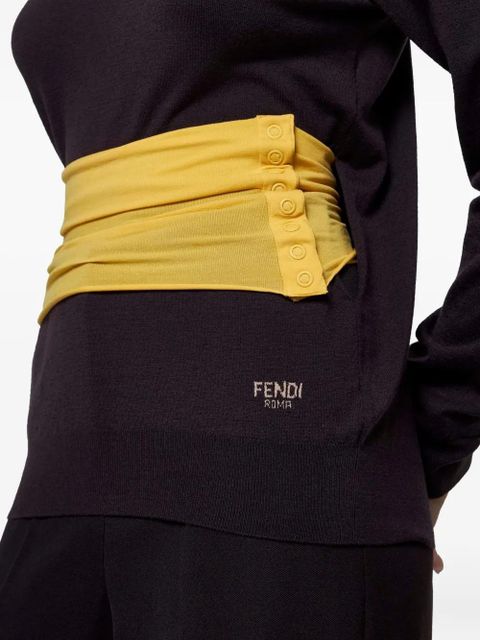 FENDI turtleneck waistband-detail sweater - Black