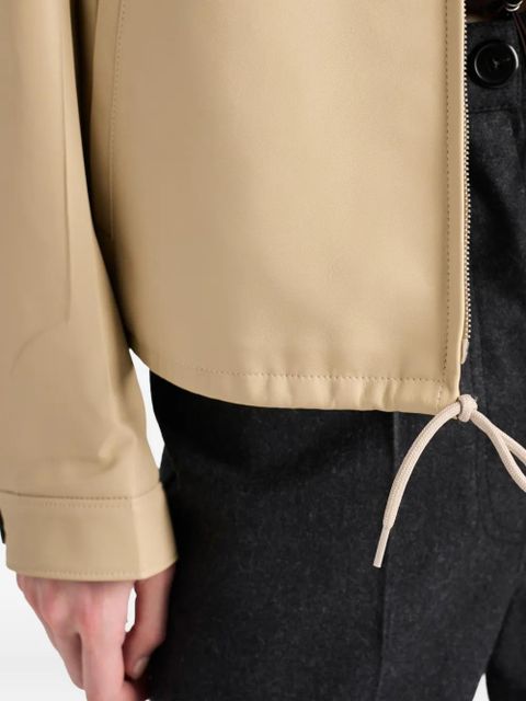 Prada triangle-logo leather jacket - Neutrals
