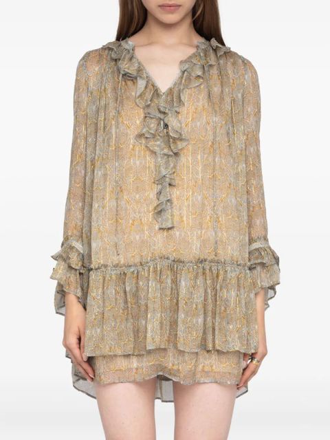 Zadig&Voltaire Ralice paisley ruffled mini dress - Neutrals