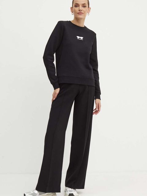 Karl Lagerfeld bluza bawełniana damska kolor czarny z aplikacją 245W1813