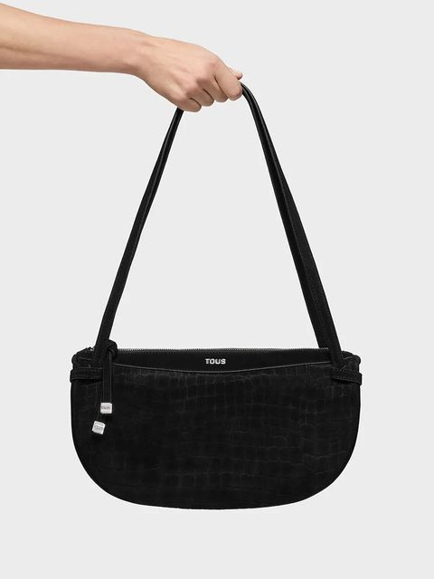 Tous torebka zamszowa Hombro Halfmoon kolor czarny 2002359051
