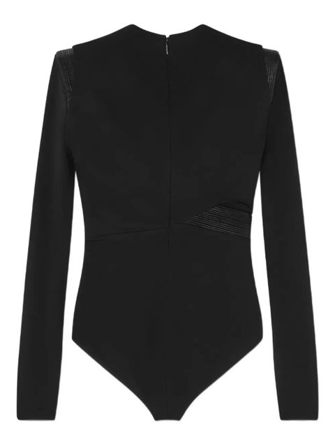 Versace leather-trimmed wrap blouse - Black - zdjęcie produktu nr 2