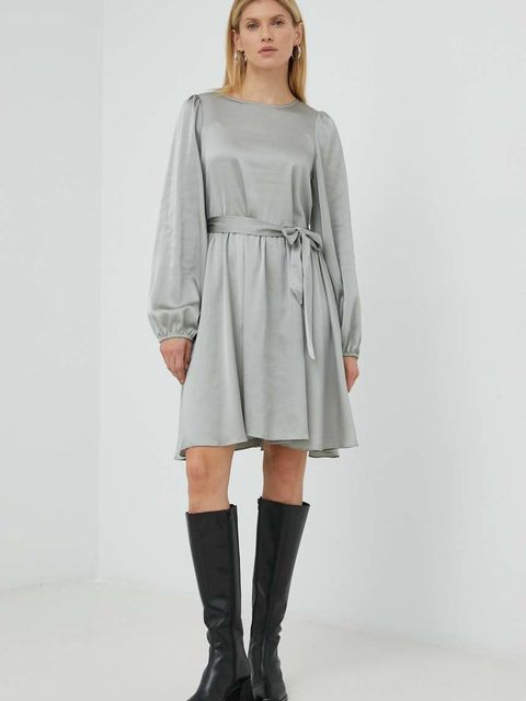 Bruuns Bazaar sukienka kolor szary mini rozkloszowana