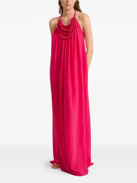 Yves Salomon beaded-neckline crepe maxi dress - Pink - zdjęcie produktu nr 1