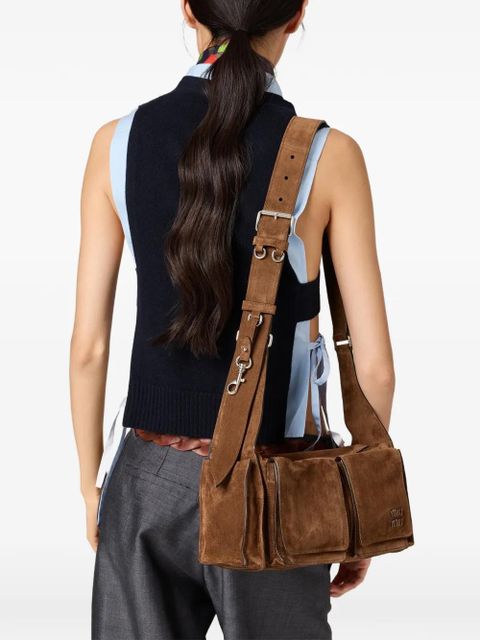 Miu Miu Utilitaire suede shoulder bag - Brown
