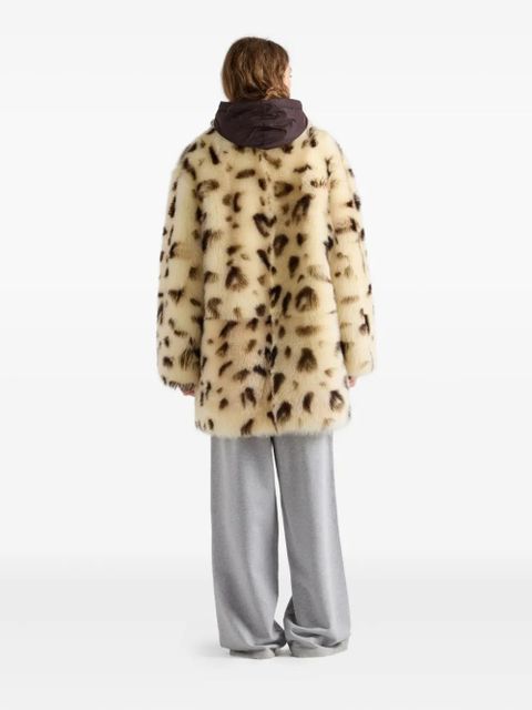 Prada leopard-print shearling coat - Neutrals