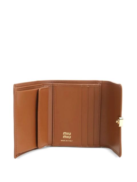 Miu Miu logo-plaque leather wallet - Neutrals
