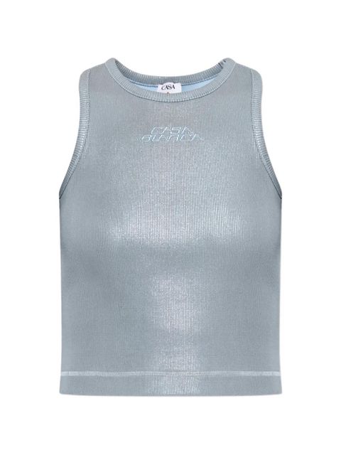 Casablanca ribbed-knit embroidered-logo top - Blue - zdjęcie produktu nr 1