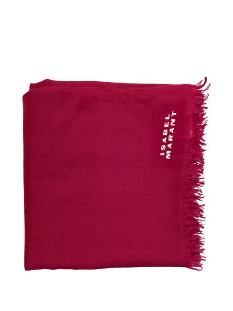 ISABEL MARANT Alette logo-print frayed scarf - Pink - zdjęcie produktu nr 2