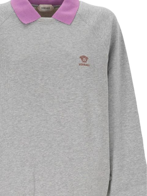Versace polo collar embroidered sweatshirt - Grey