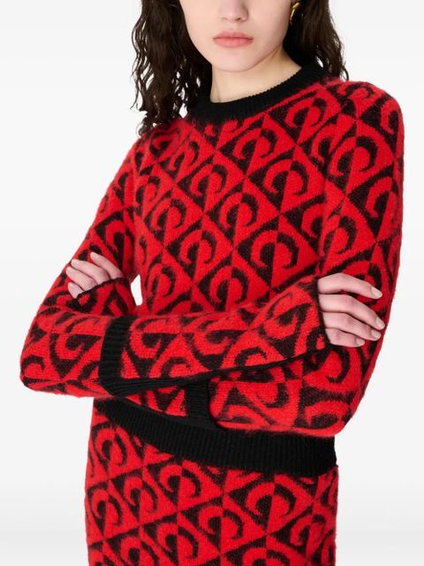 Marine Serre Moon lozenge-knit sweater - Red