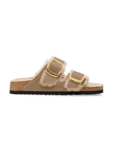 Birkenstock kapcie zamszowe Arizona Big Buckle Shearling kolor beżowy 1030384 - zdjęcie produktu nr 1