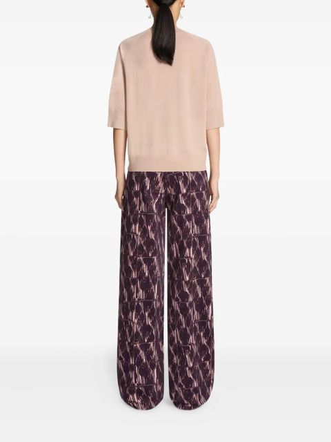 DRIES VAN NOTEN abstract-print cotton trousers - Red