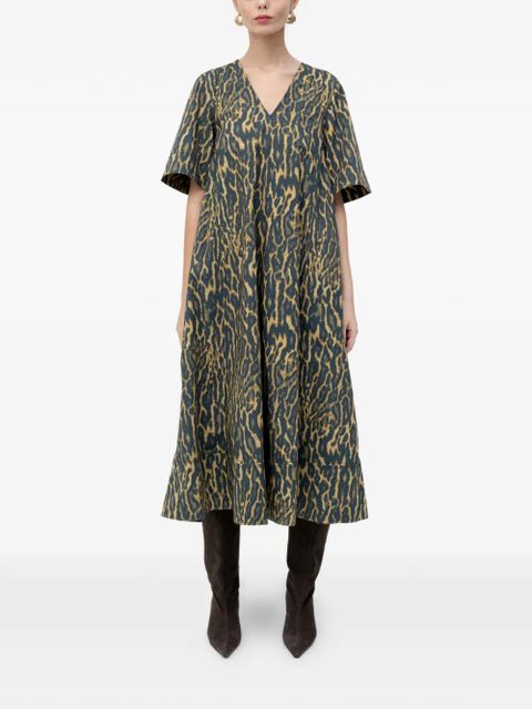 GANNI V-neck patterned dress - Blue - zdjęcie produktu nr 1