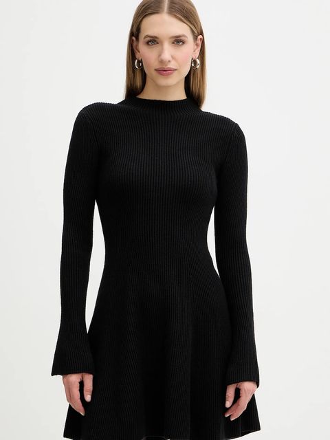 Twinset sukienka z dodatkiem wełny kolor czarny mini rozkloszowana 252TT3140 - zdjęcie produktu nr 1