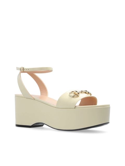 Gucci 75mm horsebit platform sandals - White