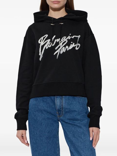 Balmain script-graphic hoodie - Black