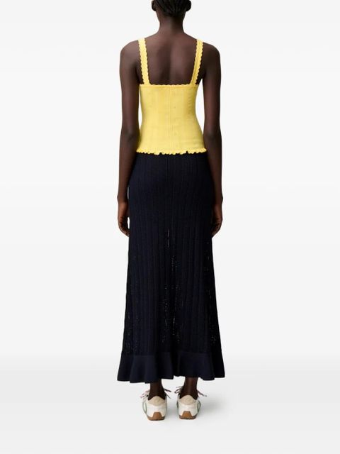 Claudie Pierlot ruffled pointelle-knit tank top - Yellow