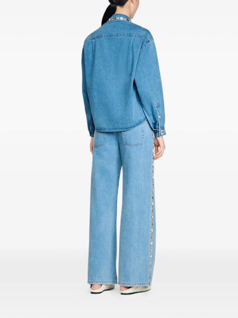 SANDRO embellished-collar denim shirt - Blue
