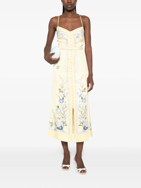 Self-Portrait floral-print midi dress - Yellow - zdjęcie produktu nr 2