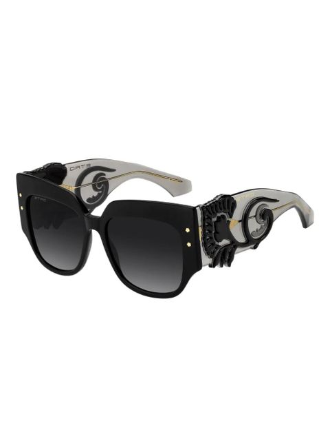 ETRO blossom-embellished rectangle-frame sunglasses - Black