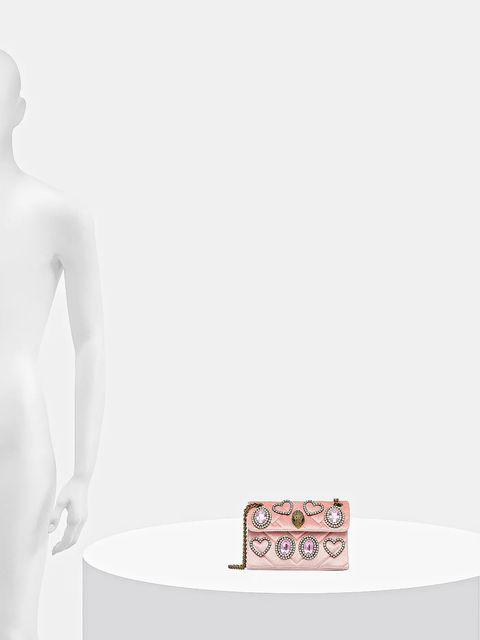 Kurt Geiger London torebka welurowa VELVET MINI KENSINGTON kolor różowy 5018753789