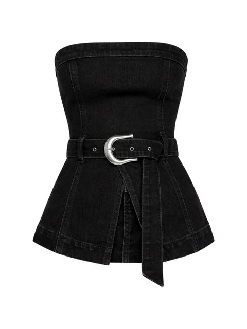 Reformation Collins belted denim top - Black - zdjęcie produktu nr 1
