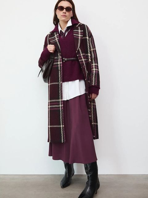 Medicine płaszcz damski kolor bordowy