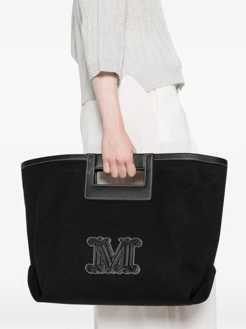 Max Mara logo-applique shoulder bag - Black