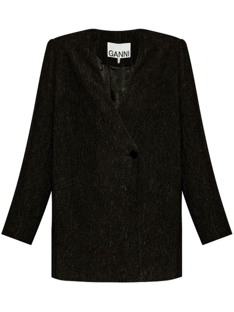 GANNI textured collarless jacket - Black - zdjęcie produktu nr 1