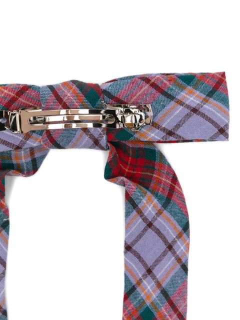 Vivienne Westwood tartan-pattern orb-detail hair clip - Purple
