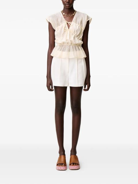 Claudie Pierlot button-fastening pleated shorts - White - zdjęcie produktu nr 2