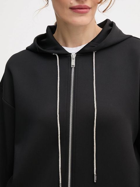 Dkny bluza KNIT JACKET damska kolor czarny z kapturem gładka P5ME7CNY