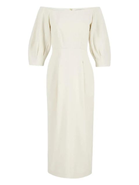 Gabriela Hearst Majano off-shoulder puff-sleeves midi dress - Neutrals - zdjęcie produktu nr 1