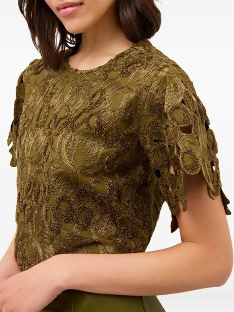 Marie Oliver Pelumi embroidered scallop-edge blouse - Green