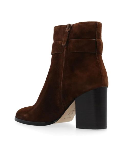Tory Burch 90mm logo-plaque suede ankle boots - Brown