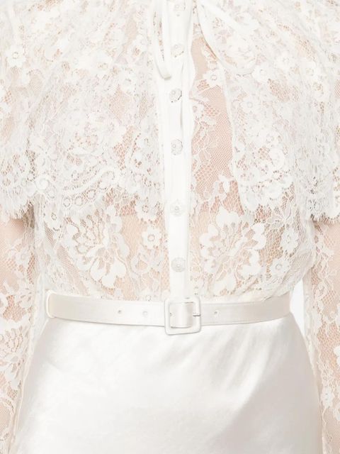 Self-Portrait lace-panel satin maxi dress - White