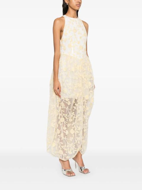 ROTATE BIRGER CHRISTENSEN floral-beaded midi dress - Yellow