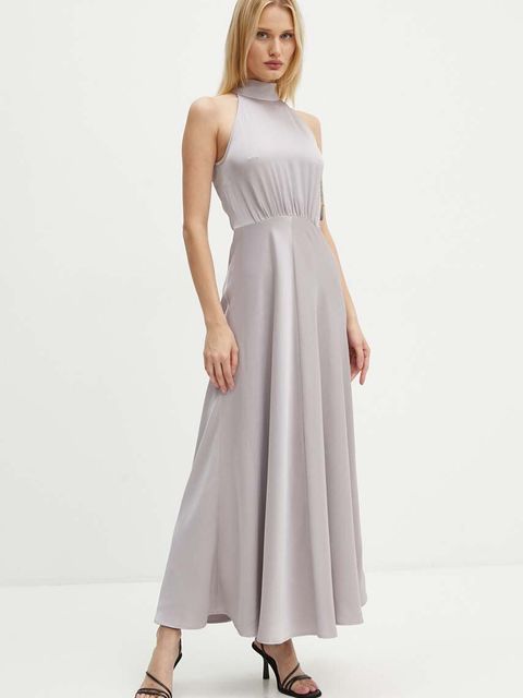 Samsoe Samsoe sukienka Rheo kolor szary maxi rozkloszowana F20500071