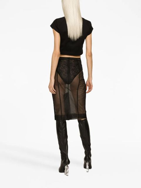 Dolce & Gabbana logo-plaque cropped T-shirt - Black