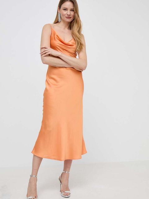 Guess sukienka AKILINA kolor pomarańczowy maxi prosta W3GK85 WD8G2