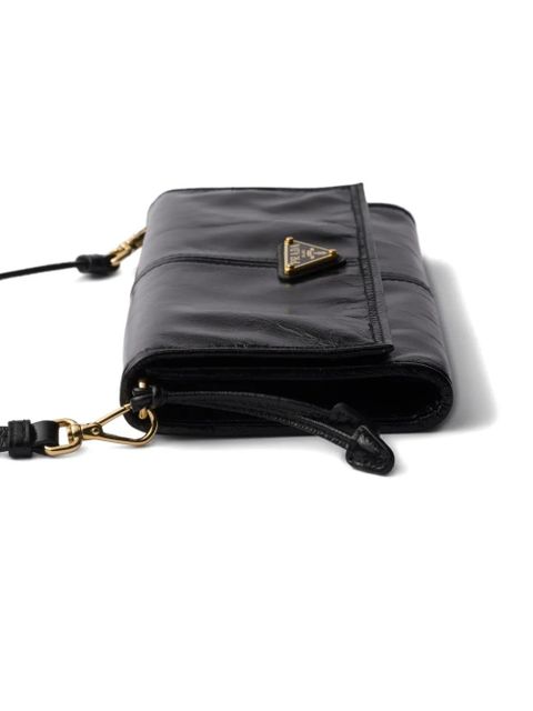 Prada snap triangle leather wallet - Black