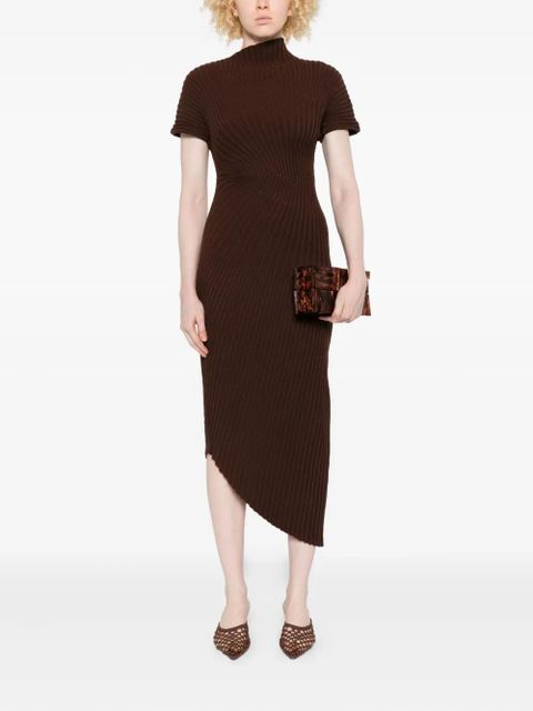 Cult Gaia Chrysta ribbed asymmetric dress - Brown - zdjęcie produktu nr 2