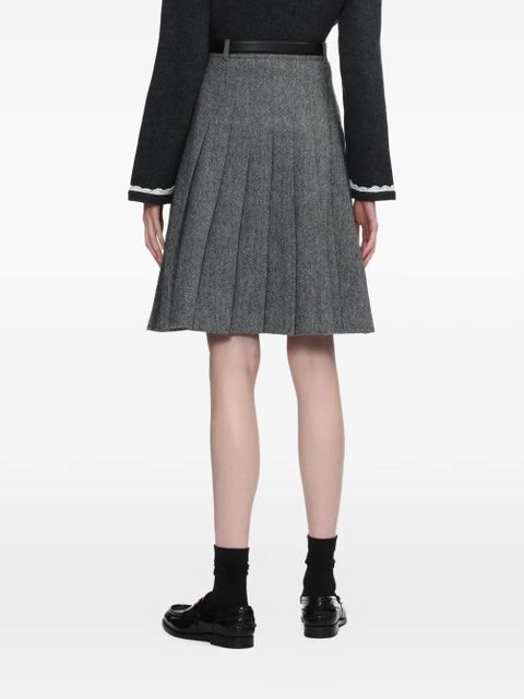 Self-Portrait pleated belted midi skirt - Grey