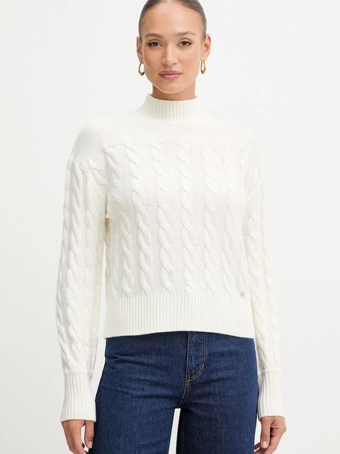 Guess sweter z dodatkiem wełny ELSA damski kolor beżowy z golfem W5BR30 Z1192 - zdjęcie produktu nr 1