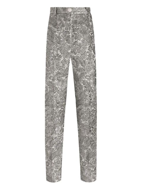 Dolce & Gabbana floral-jacquard trousers - Silver - zdjęcie produktu nr 1